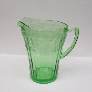 Jeannette Depression Glass Green CHERRY BLOSSOM 8" Flat Bottom PAT Water Pitcher